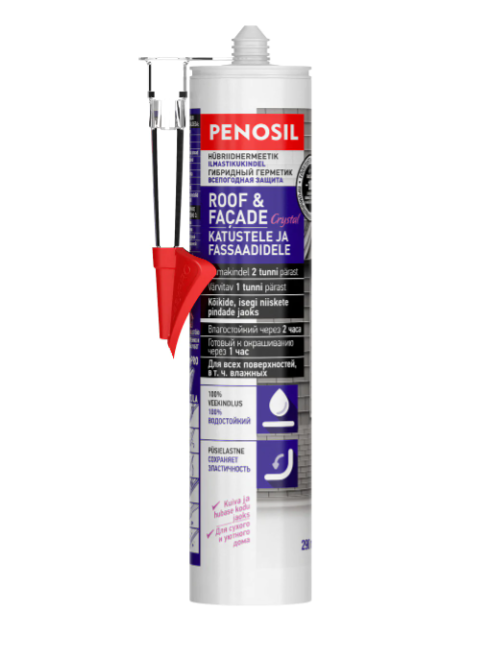 Penosil Roof&Facade Crystal hermētiķis 290ml caurspīdīgs .Hibrīdsilikons priekš fasādēm un jumtiem.